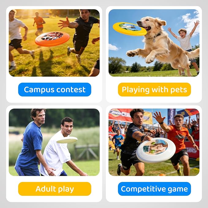 Custom 175g Professional Flying Disc for Ultimate & K9 Sports, Personalized Photo/Logo UV Printed, Durable Precision Balanced Frisbee for Competition & Dog Training - Unique Sports Gift