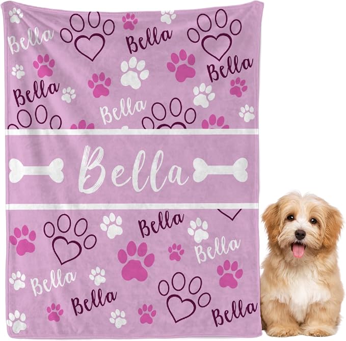 Custom Dog Blankets with Pictures, Personalized Name Blanket for Pets, Customized Pet Photo Throw,The Lightweight Blanket All-Season 50"x40"for Kids