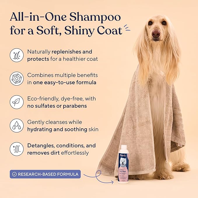 Pawfy Dog Shampoo & Conditioner, Oatmeal & Aloe for Itchy Sensitive Skin | Wash away that doggy smell and leave your pup fresh, clean and soft, with a gentle formula that won't dry their skin.