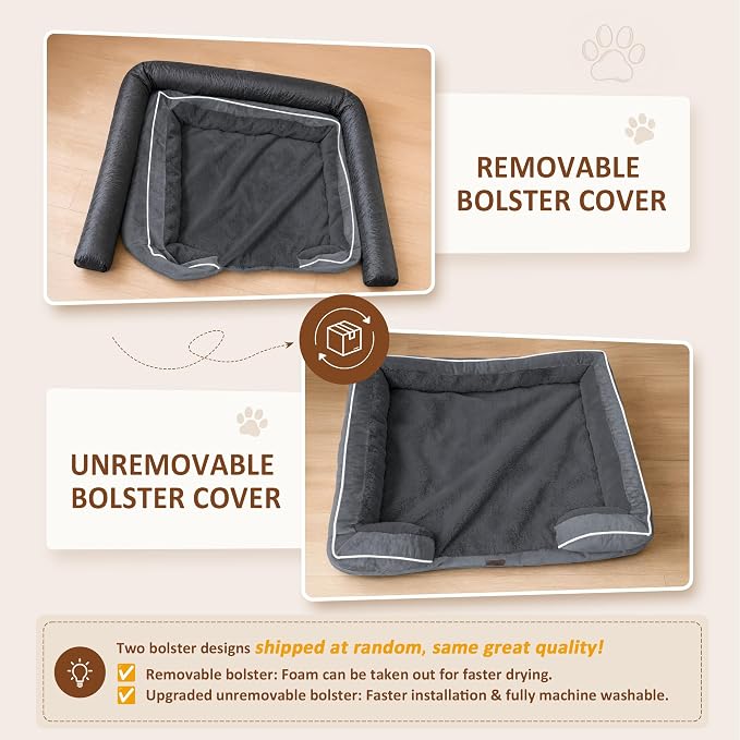 Comfort Expression Orthopedic Dog Beds for Large Sized Dog with Bolster | Waterproof Dog Couch Bed with Washable Cover & Non-Slip Bottom, Supportive Egg Crate Foam Large Pet Bed, 36x27 Inch