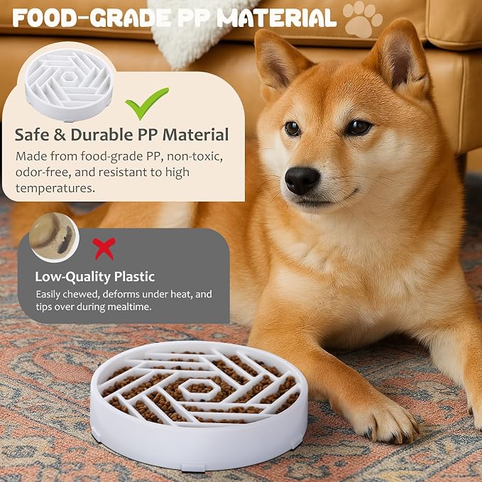WHIPPY Slow Feeder Dog Bowl, Puzzle Maze Design to Slow Down Eating, 3-Cup Capacity, Anti-Gulping Food Bowl for Medium & Large Dogs,Blue