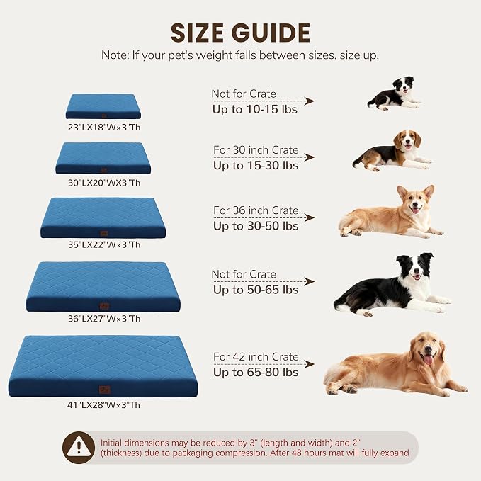 Orthopedic Dog Beds for Medium Dogs, Washable Pet Bed Mat with Removable Cover, Waterproof Egg Crate Foam Puppy Bed Anti Slip, 30" x 20", NOT for Chewers