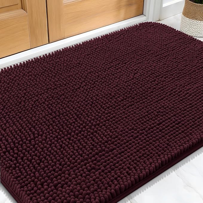 OLANLY Dog Door Mat for Muddy Paws 32x20, Super Absorbent Chenille Mud Mat | Russet, Absorbs Moisture and Dirt, Non-Slip Machine Washable Doormat, Quick-Drying Indoor Entryway Floor Carpet for Dogs
