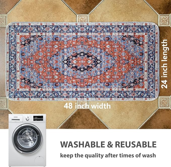 nunubaby Washable Pee Pads for Dogs, Stylish, Non-Slip and Leak-Proof Pee Pads. Reusable Potty Pads for Dogs for Crates and Floors.(Red/Floral,24" x48" )
