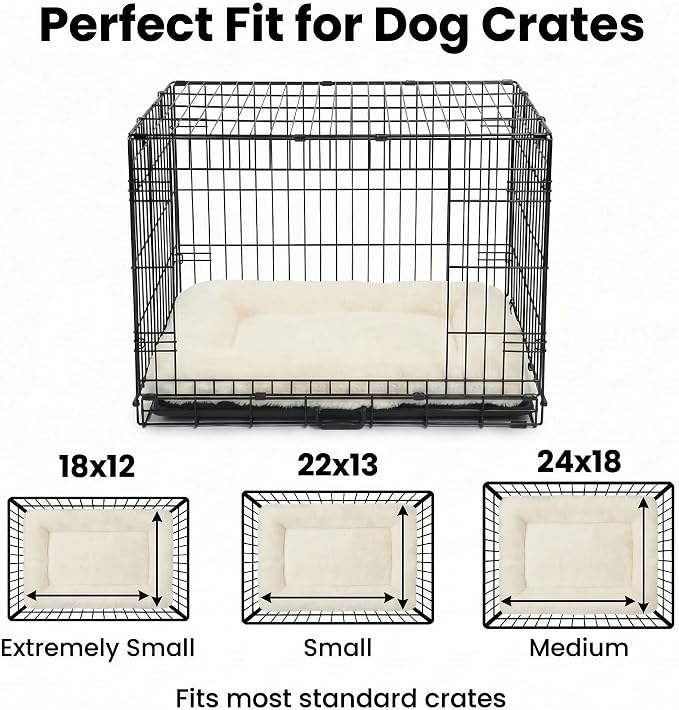 Dog Crate Bed 22x13,Washable Dog Crate Pad for Medium Dogs,Soft Kennel Bed Mattress with Non Slip Bottom,Beige