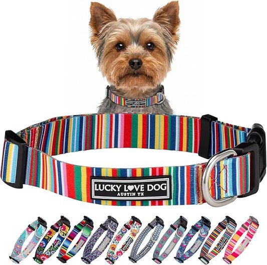 Lucky Love Dog - Adjustable Dog Collar with Easy Click Buckle for Small Ones, Durable, & Comfortable for Male & Female Dogs, Pet Collar for Puppies & Adult Dogs - Hippie, XS