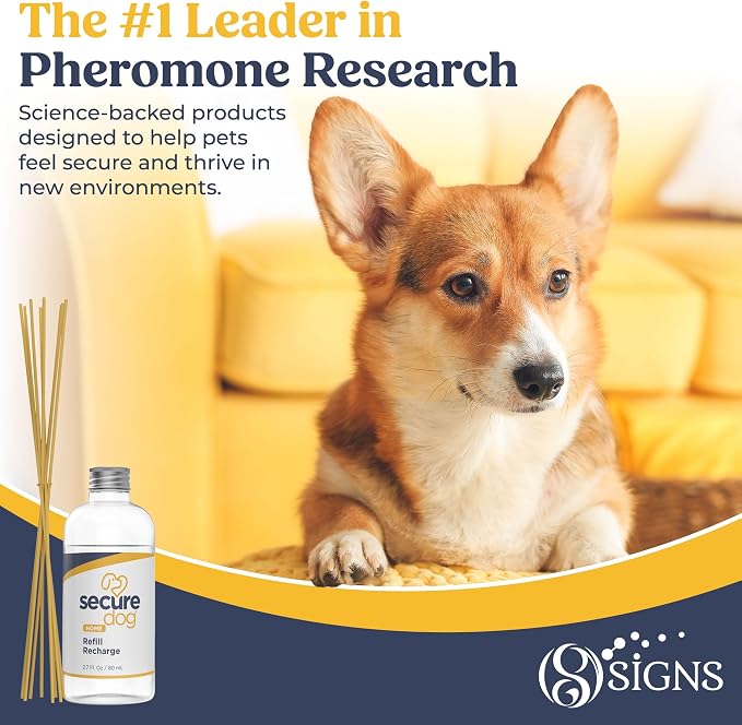 SecureDog Pheromone Home Stick Diffuser 30-day Refill Kit, Passive Diffuser Creates Secure Environment for Stress Management, Supports Calm and Well-being, Naturally Relieving Anxiety and Stress