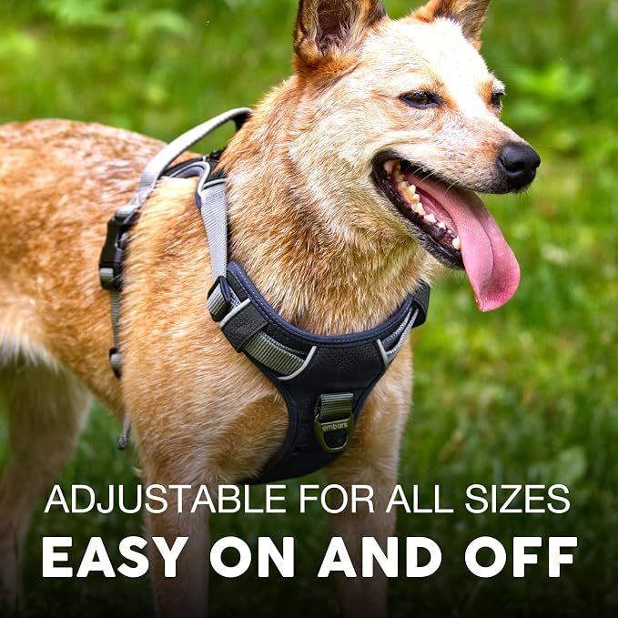 Embark Adventure XL Dog Harness No-Pull for Extra Large Dogs – Reflective, Military-Grade Nylon, Dual Leash Clips, Gel-Lined Handle, Soft & Padded