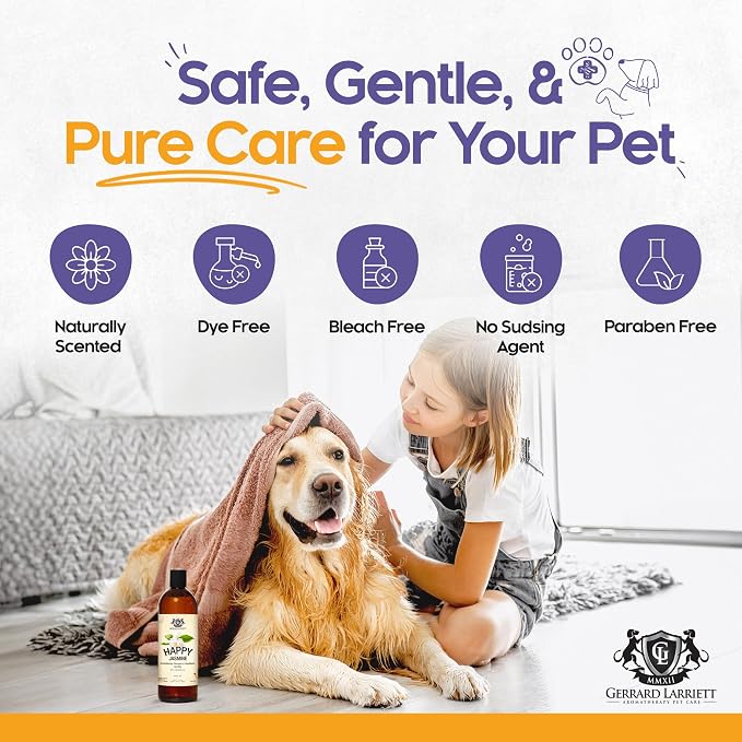 Dog Shampoo and Conditioner Itchy Skin Relief Happy Jasmine 16oz Hypoallergenic Dog Shampoo and Conditioner Sensitive Skin for Smelly Dogs, Aloe Vera & Oatmeal Puppy Soap by Gerrard Larriett