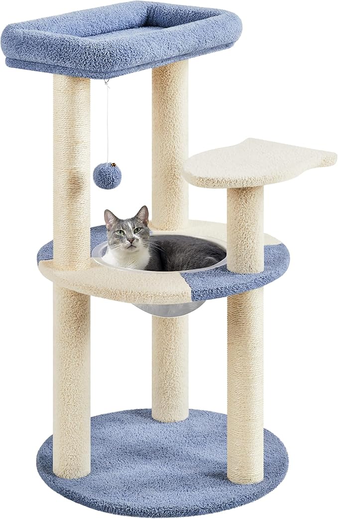 Topeakmart 35in Cat Tree Cat Tower Furniture w/Dangling Ball Platform Perch and Scratching Post for Kittens Cats