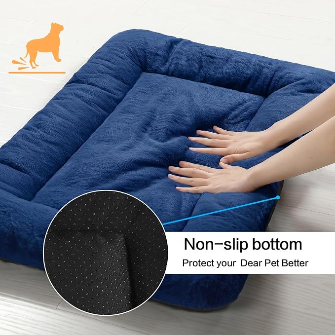Dog Crate Pad Washable Dog Bed for Crate Large Cozy Mat 48-Inch Navy Blue | Ultra Soft Kennel Pad,Anti-Slip Bottom,Fits for Most Metal Crates,Comfortable Sleeping Pet Mat