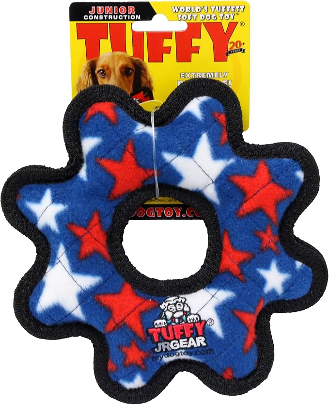 TUFFY® : Gear Ring Dog Toy: Ultra Durable Plush Toy with Multiple Layers & Reinforced Seams, Washable and Floats, Original Construction