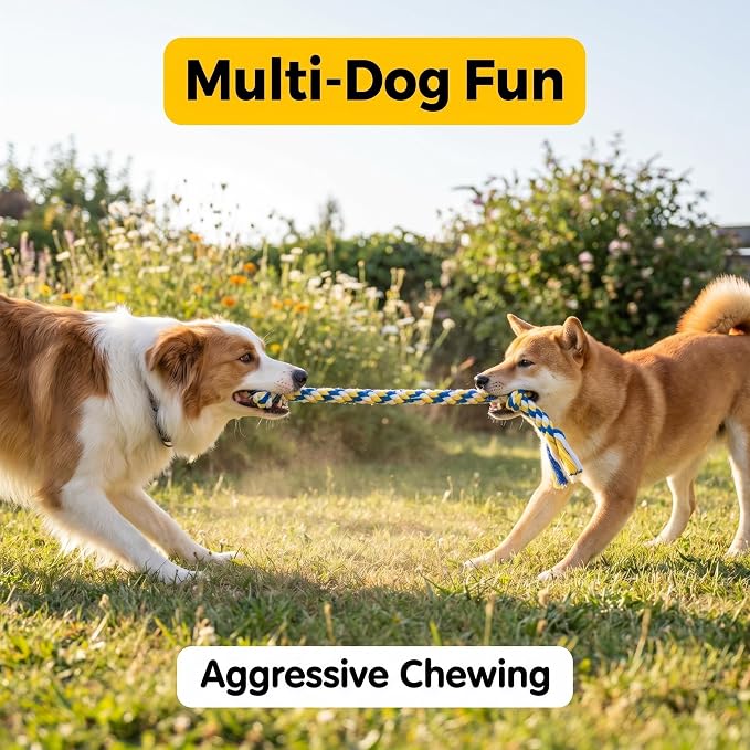 Speedy Panther 9 Pack Large Dog Rope Toys for Aggressive Chewers, 5 Knots Indestructible Chew Toy Kit for Medium Large Dogs, Puppy Teething Tug Toy, Colourful Cotton Dog Rope Toys