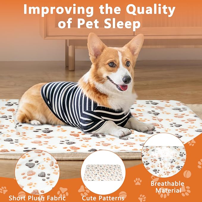 Dog Bed Mat,Soft Dog Kennel Pad with Cute Pattern (White Paw, XL) | Multi-Size Durable & Machine Washable,Pet Pad for Dogs & Cats