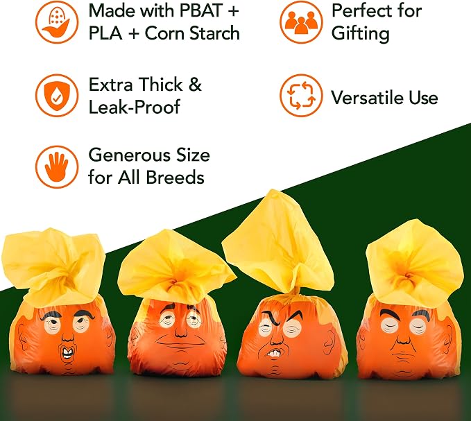 Premium Dog Poop Bags, The Original & Viral Doggie Poop Bag Rolls, Unscented, Leakproof, 4 Rolls (60 Count) - Stable Genius