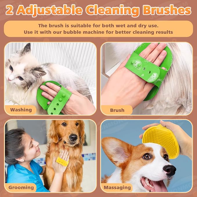 Dog Shampoo Foamer, Electric Dog Soap Dispenser, Automatic Dog Shampoo Sprayer with Dog Bath Brush, Dog Bath Supplies - Outdoor Dog Shower Attachment for Bathtub for After Walk Pet Wash