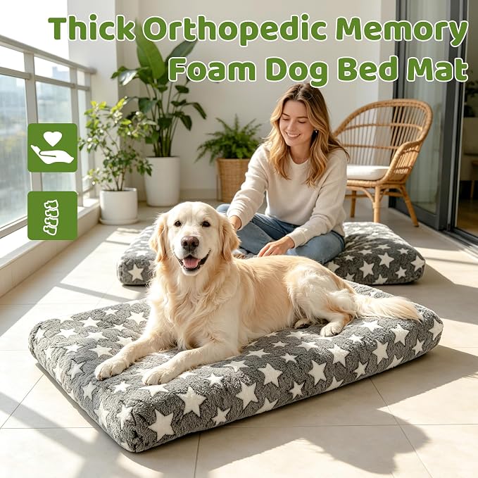 Orthopedic Dog Bed for Large Dogs with Removable Washable Cover | Orthopedic foam support, egg-crate design for joint pain relief, breathable cover, non-slip bottom, crate-friendly travel bed