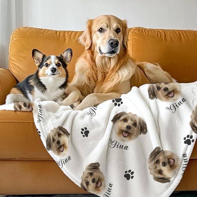 Custom Dog Blankets with Pictures, Personalized Name Blanket for Pets, Customized Pet Photo Throw,The Lightweight Blanket All-Season 40"x30"for Pet