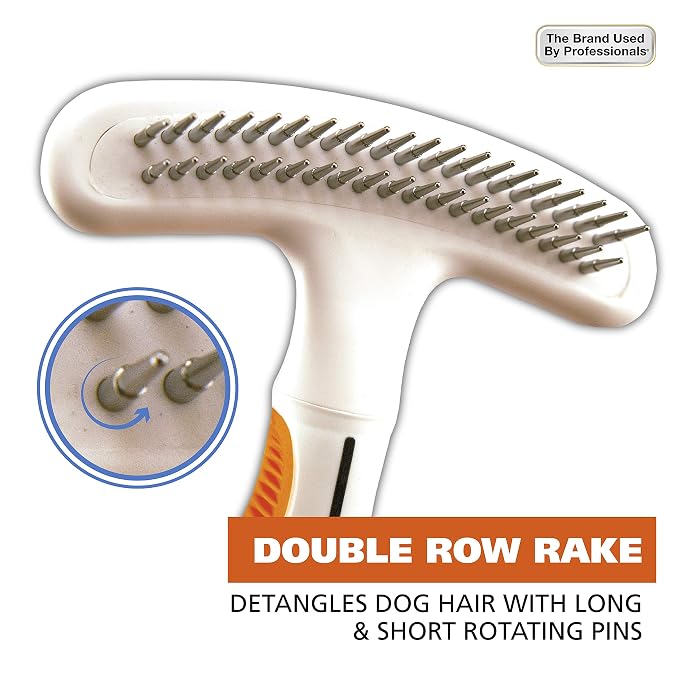 Wahl 2-in-1 Combination Double Row Pet Rake with Hair Shedding Blade | De-Shed And Detangle Dog Or Cat Fur With One Combo Tool, The Brand Used By Professionals – Model 858424