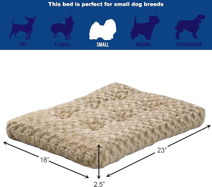 MidWest Homes for Pets Small QuietTime Deluxe Mocha Ombré Swirl Plush Pet Bed, Machine Washable, Non-Skid Bottom, Soft Crate Mat for 24-inch Crates