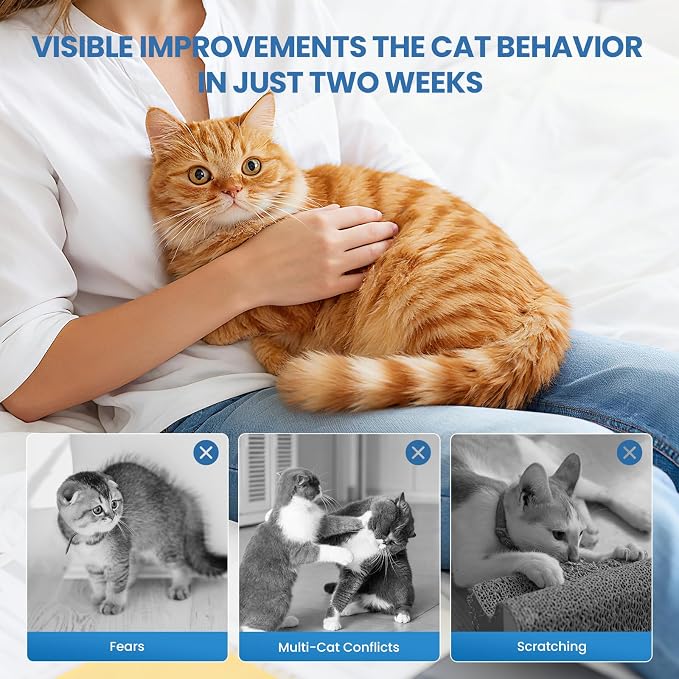 120 Days Cat Calming Pheromone Diffuser Kit, 1 Diffuser 3 Refill | 4 in 1 Multicat Calming Plug in, Relaxing Pheromone for Cat Relief Stress Anxiety Fighting Scratching, Odorless