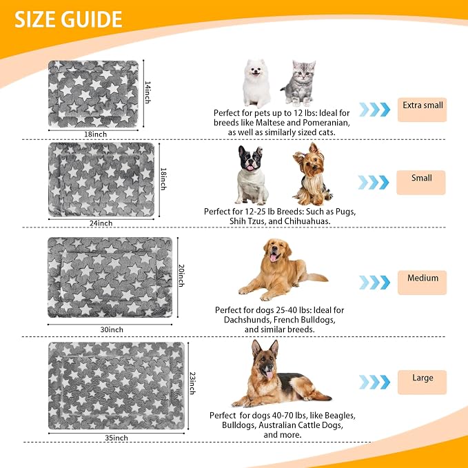 Dog Bed Mat 4 Pcs - Reversible Dog Crate Bed Mats, Soft & Breathable Kennel Pad, Durable Crate Bed for Dogs & Cats