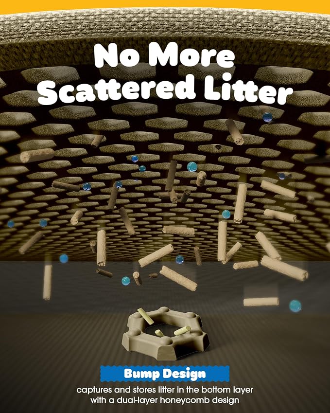 Powools Cat Litter Mat, 23.2 x 14.6 in, Waterproof, Non-Slip, Beige | Litter Trapping Mat, Easy to Clean, Litter Box Mat, Urine-Proof, Cat Toilet Training Systems Accessories, Indoor Cats