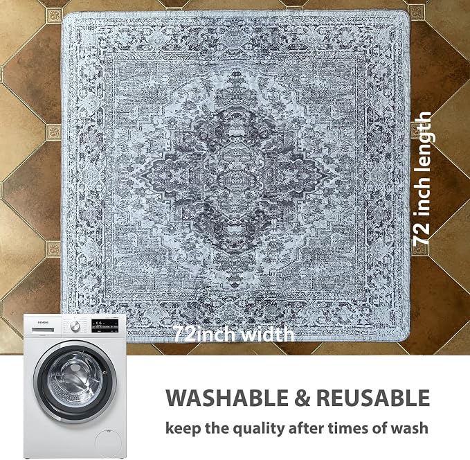 nunubaby Washable Pee Pads for Dogs, Stylish, Non-Slip and Leak-Proof Pee Pads. Reusable Potty Pads for Dogs for Crates and Floors.(Gray/Geo,72" x72" )