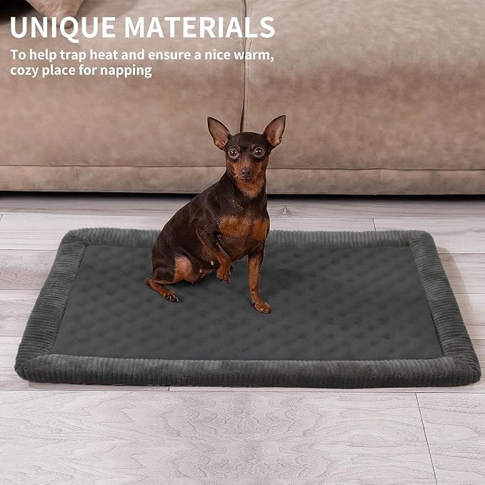MINIDEAR Dog Crate Pad, Crate Bed Non-Skid Kennel Pad, Rubber Backing Memory Foam for Dog Bed Mat, Machine Washable Dog Bed for Crate, 17"x24"