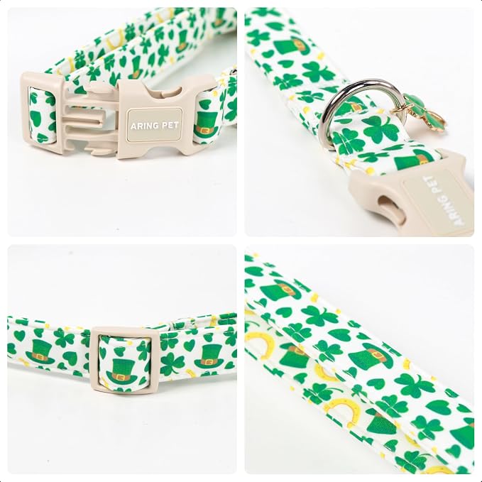 ARING PET St Patrick's Day Collar for Dog, Cute Green Lucky Clover Hat Shamrock Puppy Pet Collars for Small Medium Large Boy Girl Dogs-XS