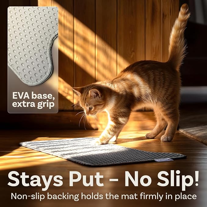 PetCove PurrTek Honeycomb Cat Litter Mat, Silicone Dual-Layer 19.7" x 15.8" | Silicone Cat Litter Rug Traps Litter from Paws, Waterproof Urine Resistant Base Litter Trapping Mat, Non-Slip, Rinse Clean