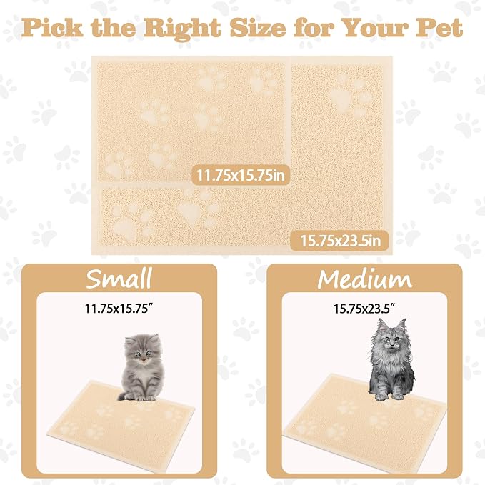 Darkyazi Cat Litter Box Mat for Floor Litter Trapping Mat Non-Slip Backing, Scatter Control, Easy Clean, Water Resistant, Soft on Paws (15.75" x 11.75",Beige)