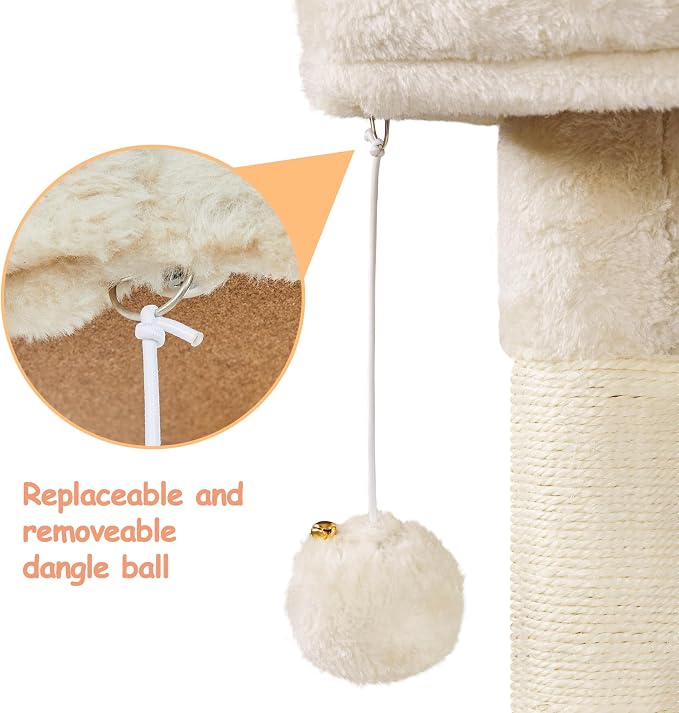 Topeakmart Multilevel Cat Tree Cat Scratching Posts Cat Houses and Condos with Condo & Nest & Platform & Basket for Indoor Cats and Kittens Play & Rest as Activity Center 33in