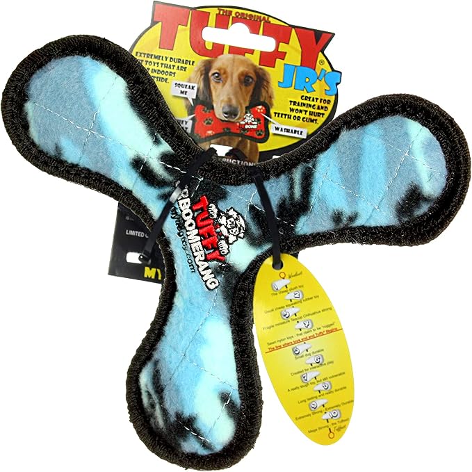 TUFFY® : 2 Pack Boomerang Dog Toy: Ultra Durable Plush Toy with Multiple Layers & Reinforced Seams, Washable and Floats, Original Construction