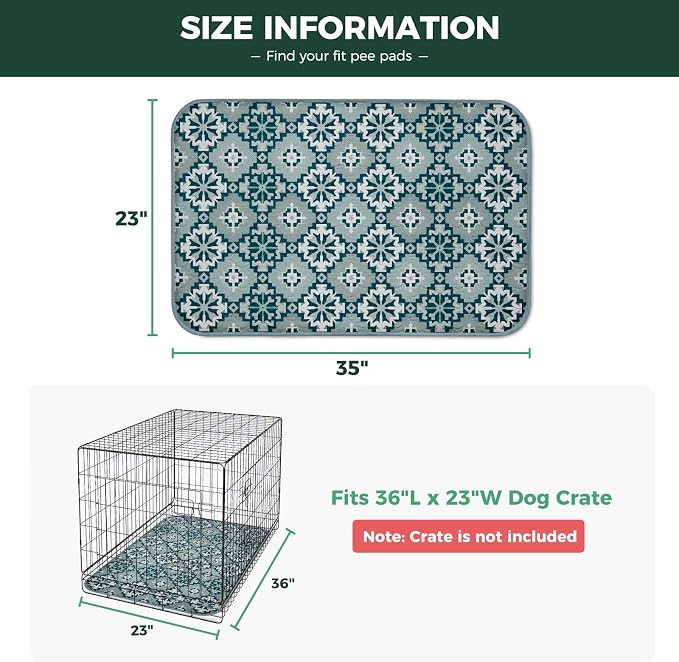 FXW Washable Pee Pads for Dogs, Super Absorbent, 23" x 35", 2 Packs | Machine washable, Non-slip backing