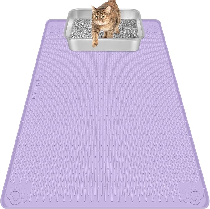 Silicone Cat Litter Mat for Litter Box 40”x28” Large Cat Mat, Purple | Waterproof, Non-Slip, Leak-Proof Rug Mat with Lip, Easy to Clean, Extra Large Litter Catcher Mat for Floor