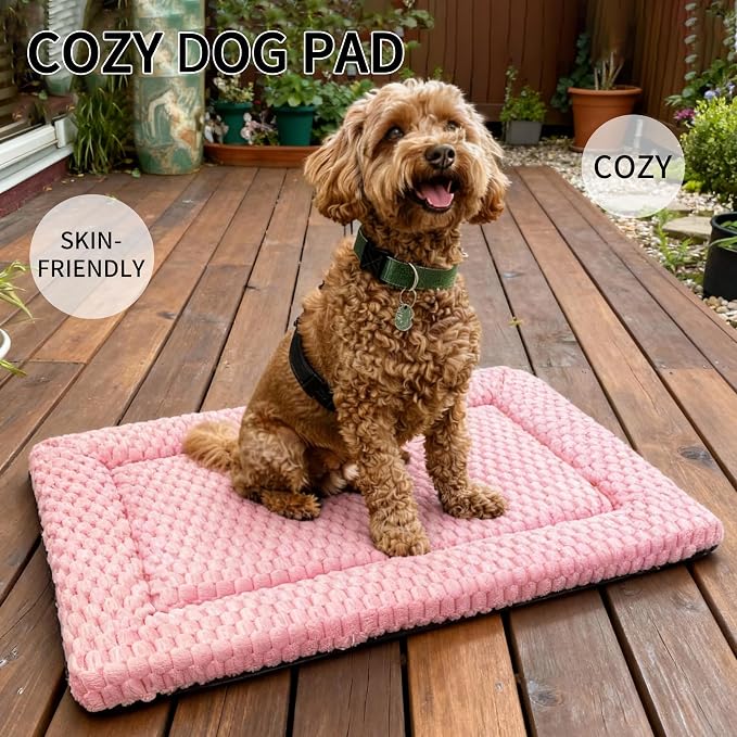Dog Bed Mat - Dog Crate Pad - Reversible Mat for Pet Comfort - Soft Bed Crate Pads with Dual-Sided Design for All Seasons (Pink, 24" L*18" W*1.5" Th)