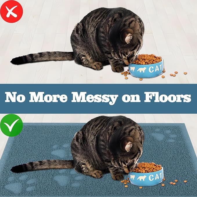 Darkyazi Cat Litter Box Mat for Floor Litter Trapping Mat Non-Slip Backing, Scatter Control, Easy Clean, Water Resistant, Soft on Paws (15.75" x 11.75",Silver Blue)