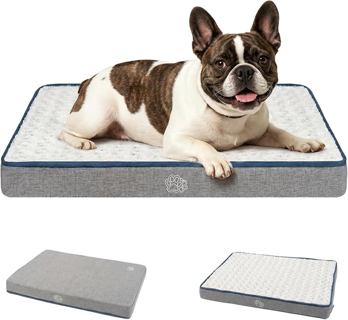 EMPSIGN Reversible Dog Bed Mat for Crate Washable Pet Bed for Dogs | Plush Canvas Dog Bed with Reversible Dual-Sided Cover fits Crates and Kennels, Machine Washable for Easy Cleaning.