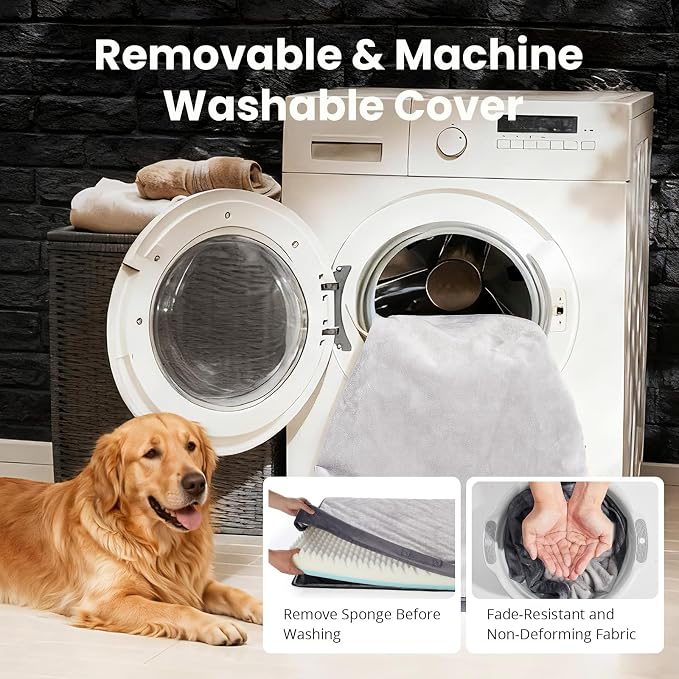 OhGeni Orthopedic Waterproof Dog Bed for Extra Large Dogs, Machine-Washable Removable Cover in Easy-Clean Fabric, Reversible Memory Foam & Easy-Carry Handle, Wider and Larger, 54 inch (Gray)