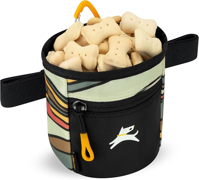 Goodie Treat Bag, Dog Treat Training Pouch | Magnetic Closure | 3 Ways to Wear | Hands-Free Waist Belt | Water-Resistant Recycled Vegan Fabric (Ventura '73)