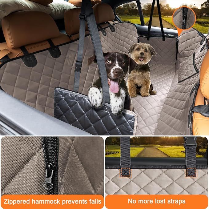 URPOWER Dog Car Seat Cover for Pets 100% Waterproof Seat Cover Hammock 600D Heavy Duty Scratch Proof Nonslip Durable Soft Back Seat Covers for Full Size Trucks