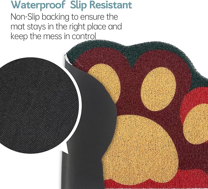 Cute Cat Litter Mat 24”x16”, Litter Box Mat, Litter Trapping Mat, Soft on Kitty Paws, Easy Clean, Anti Slip, Pet Accessories, Door Floor mats - Red Green60*40