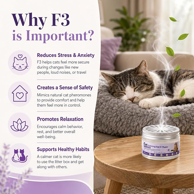 4 Pack Cat Pheromone Calming Diffuser Gel Relieve Anxiety | 8 Months Supply, Unplugged Help Reduce Fighting, Spraying & Scratching, Drug-Free & Safe Relaxation Solution