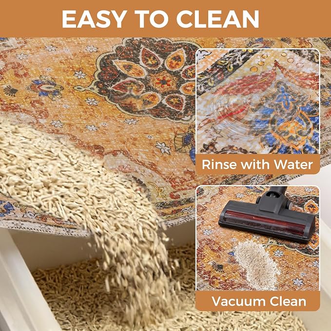 Homimp Cat Litter Mat, Litter Trapping Mat 2 Pack, Contains Mess from Box, Protects Floors,Urine Waterproof,Non-slip,Less Waste Cat Litter Box Mat,Soft on Kitty’s Paws,Washable,Absorbent,Khaki 18"X24"