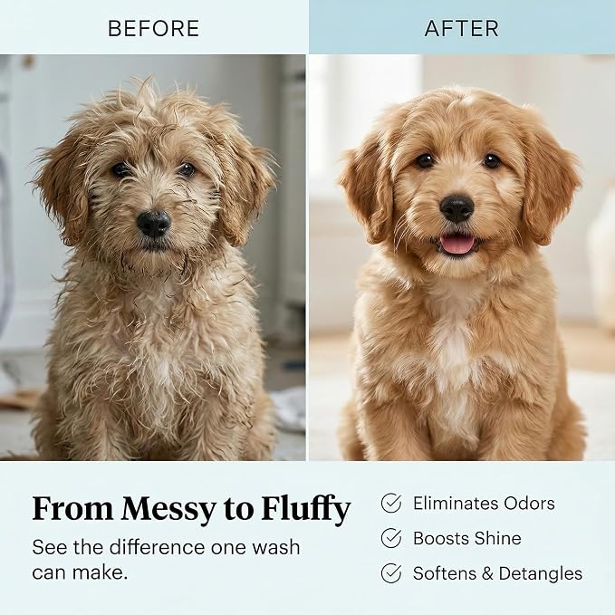 8 fl oz Tearless Puppy Shampoo and Conditioner - Anti Itch Dog Shampoo Sensitive Skin - Coconut Oil Oatmeal Pet Shampoo for Puppies