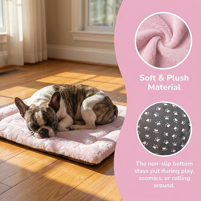 Dog Bed Mat - Soft Crate Pad for Kennel, Durable Pet Bed for Small Dogs & Cats - Comfort Support for Pet Crate, Cage, House