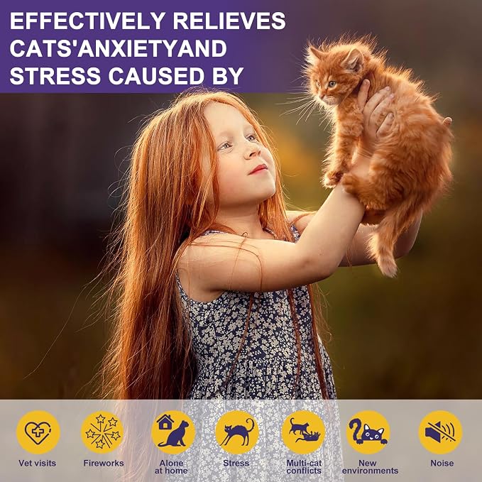 Cat Calming Diffuser Kit, 1 Diffuser + 3 Refills Pack,Discourage Scratching, Excessive Meowing & Urine Marking, Gentle Calming Support