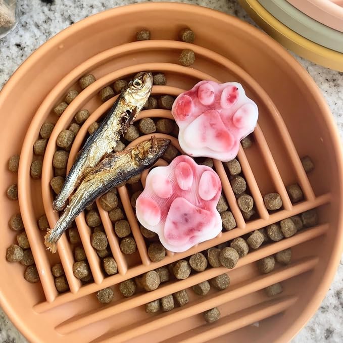 Should We Go? Slow Feeder Dog Bowls - Medium Size Silicone Slow Eating Dog Bowl for Puppies & Dogs with Suction Cup -Dishwasher-Safe,Lick Mat Design,Reduces Gulping,for All Breeds,6”x1.25”-Terracotta