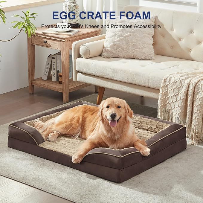 FURTIME Orthopedic Extra Large Dog Bed, Waterproof Dog Beds, 48x35x6.5 Supportive Foam Pet Couch Bed with Removable Washable Cover and Nonskid Bottom